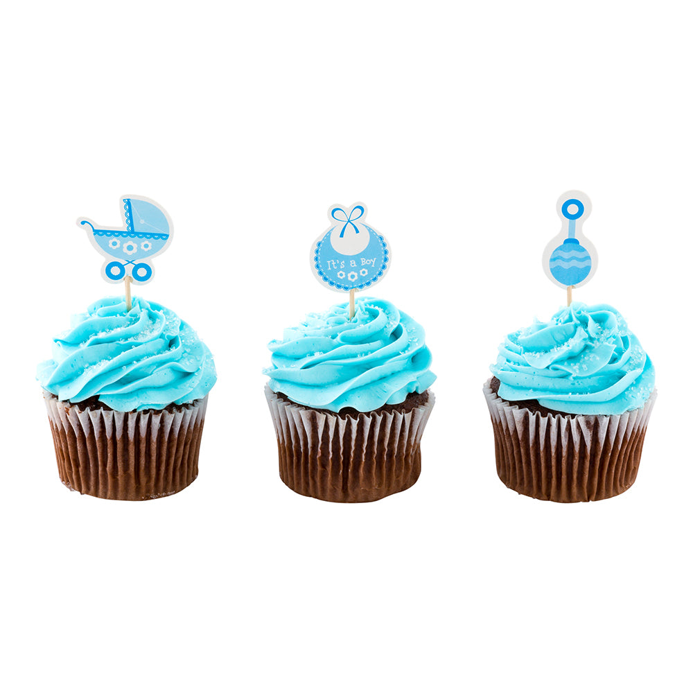 Top Cake Blue Paper Baby Shower Cake Topper - Boy - 3 1/2 x 1 1/2