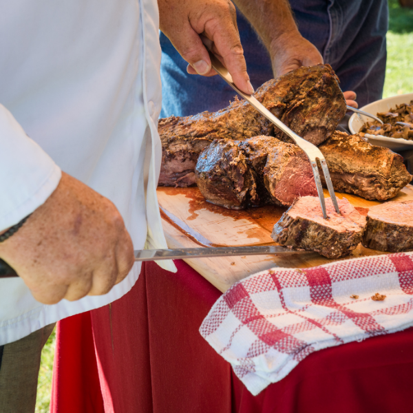 chef carving meat