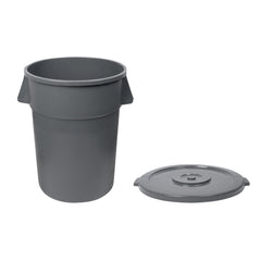 RW Clean 1 Gray 44 gal Plastic Commercial Trash Can and 1 Gray Lid