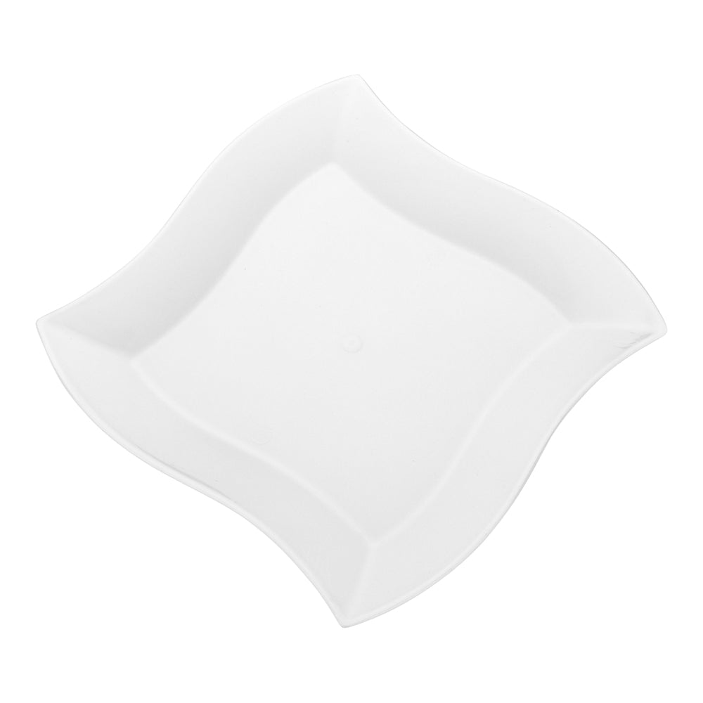 100 Square White 7" Plastic Medium Aqua Plates and 100 Moderna Silver Plastic Cutlery Sets