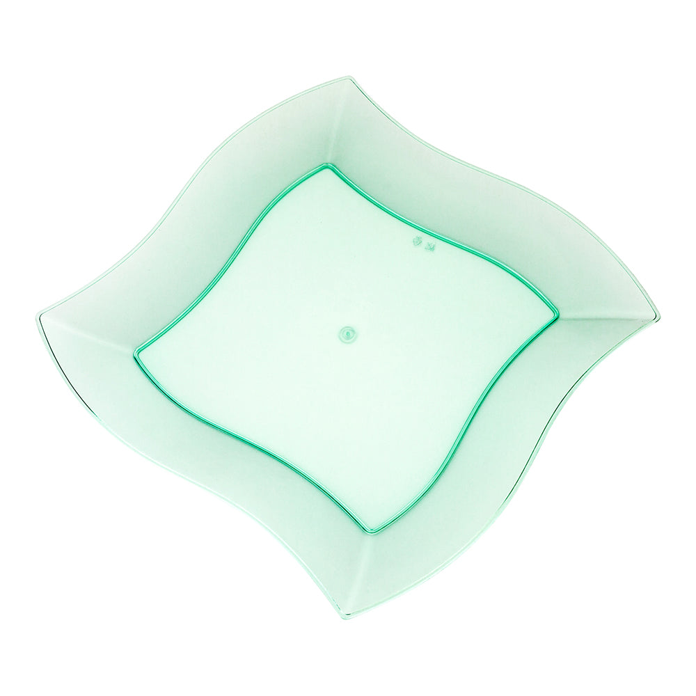 100 Square Seagreen 9" Plastic Large Aqua Plates and 100 Moderna Silver Plastic Cutlery Sets