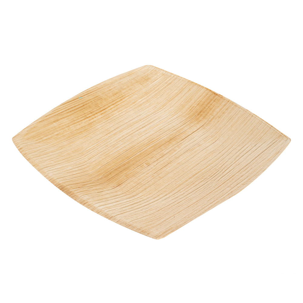 100 Midori Square 6" Natural Palm Leaf Medium Plates and 100 Natural Bamboo 3.5" Mini Spoons