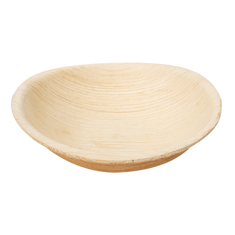 100 Indo 4 oz Round Natural Palm Leaf Bowls and 100 Natural Bamboo 3.5" Mini Spoons