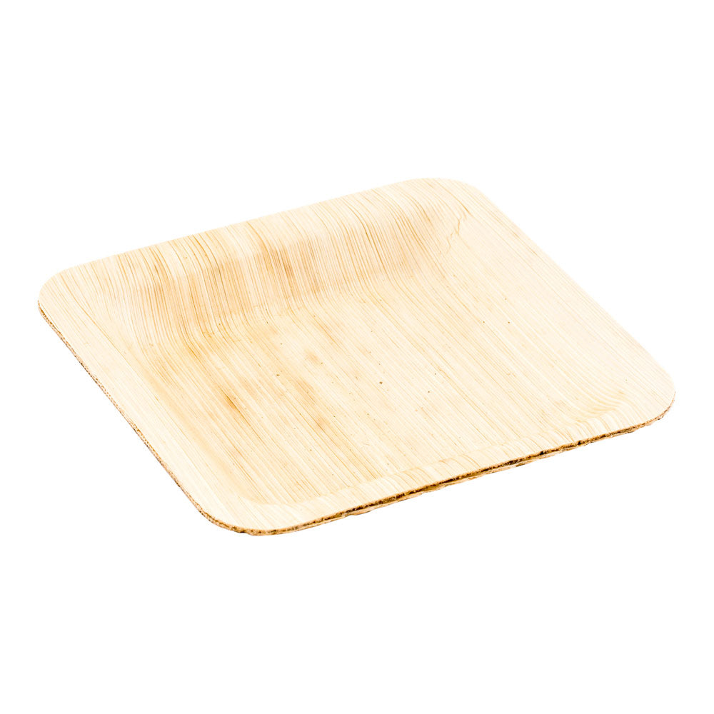 100 Square Leaf 3.6" Plates and 100 Natural Bamboo 3.5" Mini Forks