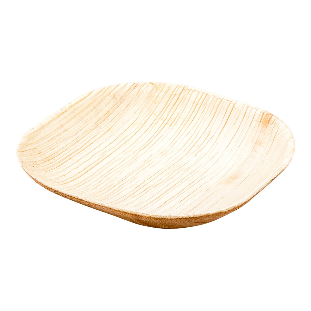 100 Indo Square 4" Natural Palm Leaf Plates and 100 Natural Bamboo 3.5" Mini Forks