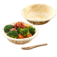 50 7 oz Round Natural Bamboo Bowls and 100 Natural Bamboo 3.5