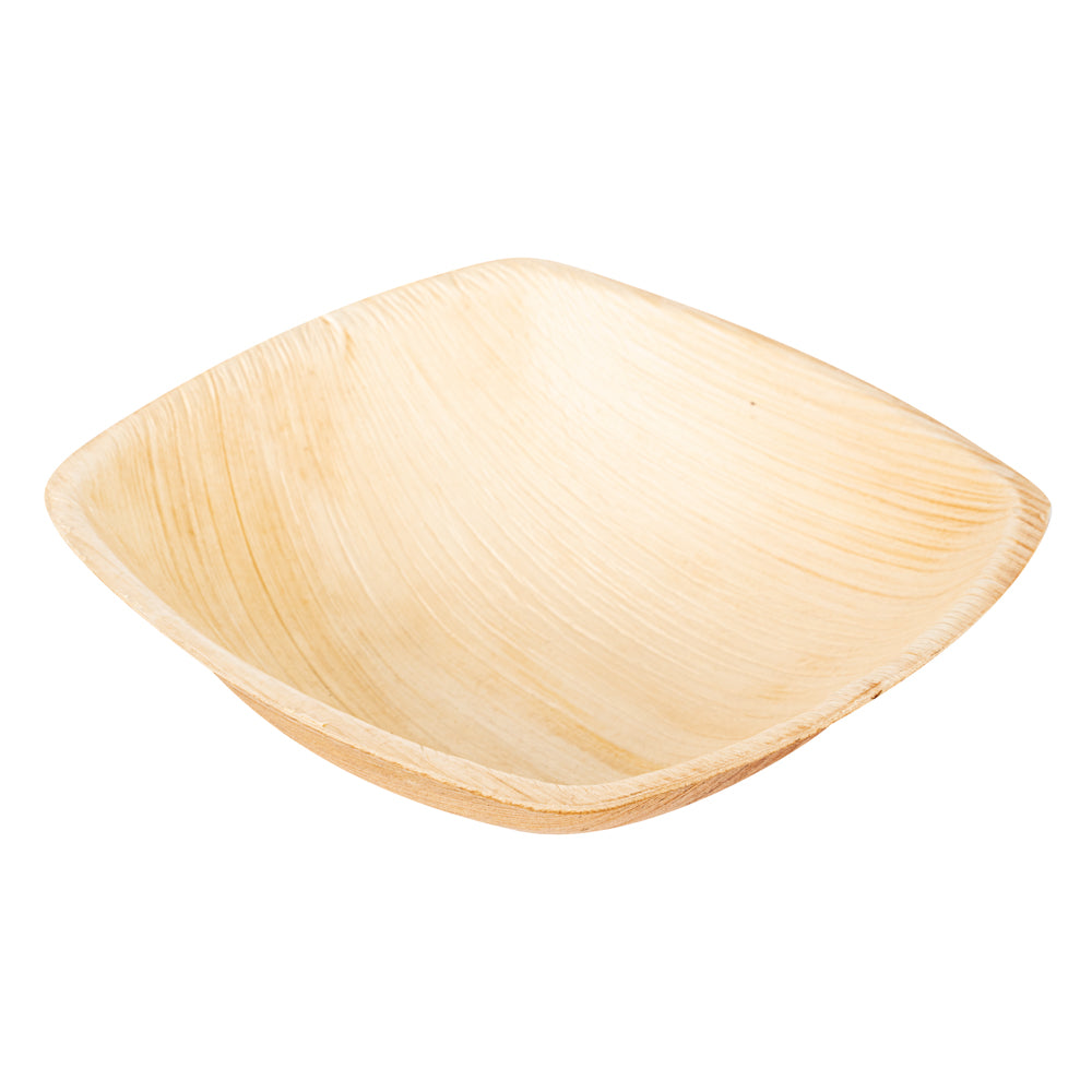 100 Midori 7 oz Square Natural Palm Leaf Small Bowls and 100 Natural Bamboo 3.5" Mini Forks