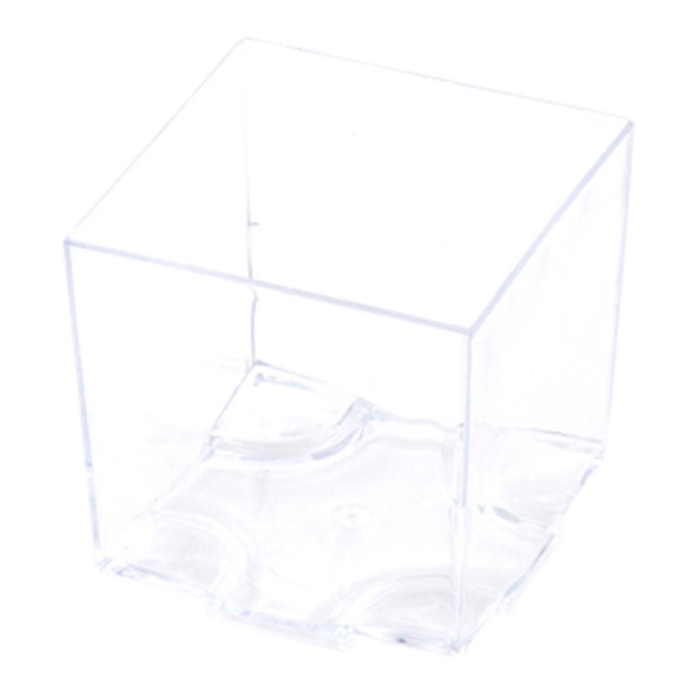 100 3 oz Square Clear Plastic Quadrato Cups and 100 Silver Plastic 4" Mini Forks