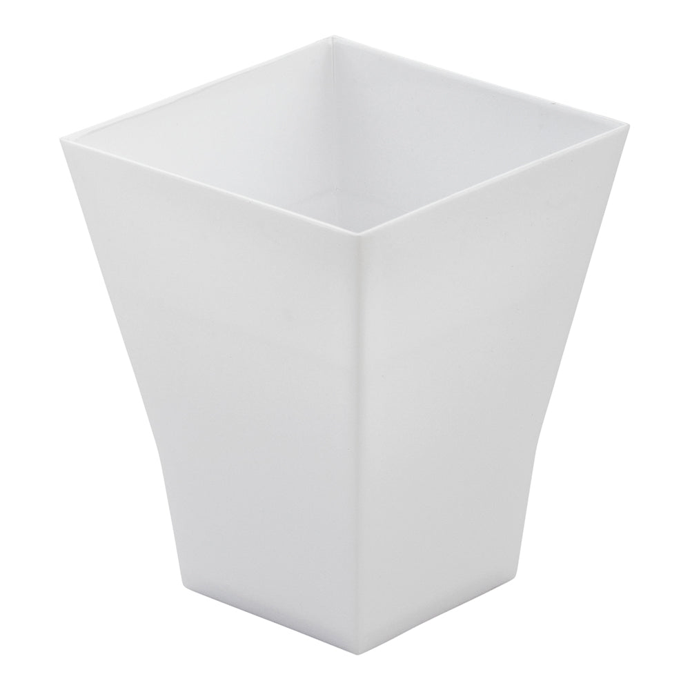 100 2 oz Square White Plastic Bonito Cups and 100 Silver Plastic 4" Mini Forks