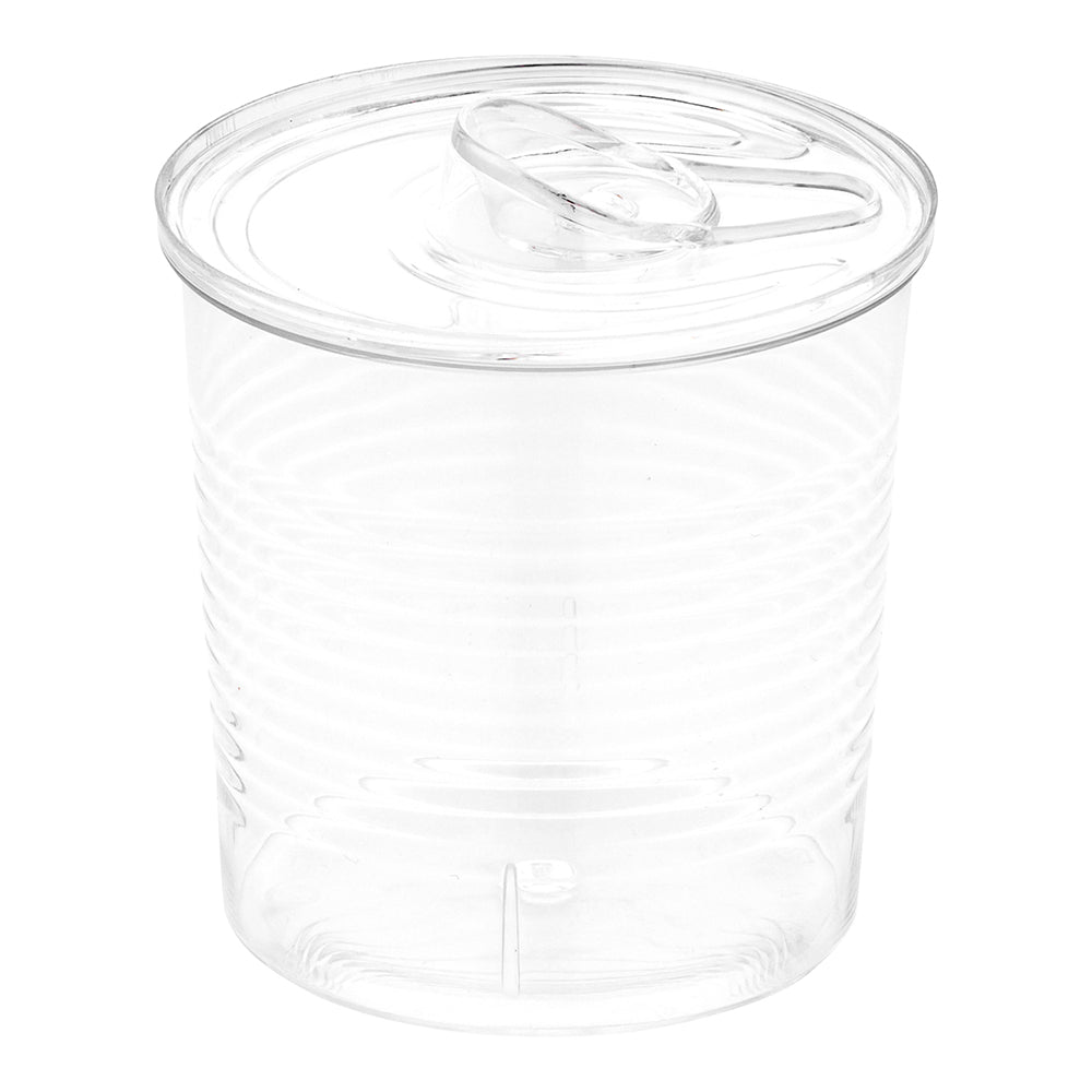 100 4 oz Round Clear Plastic Tin Cans and 100 Silver Plastic 4" Mini Forks