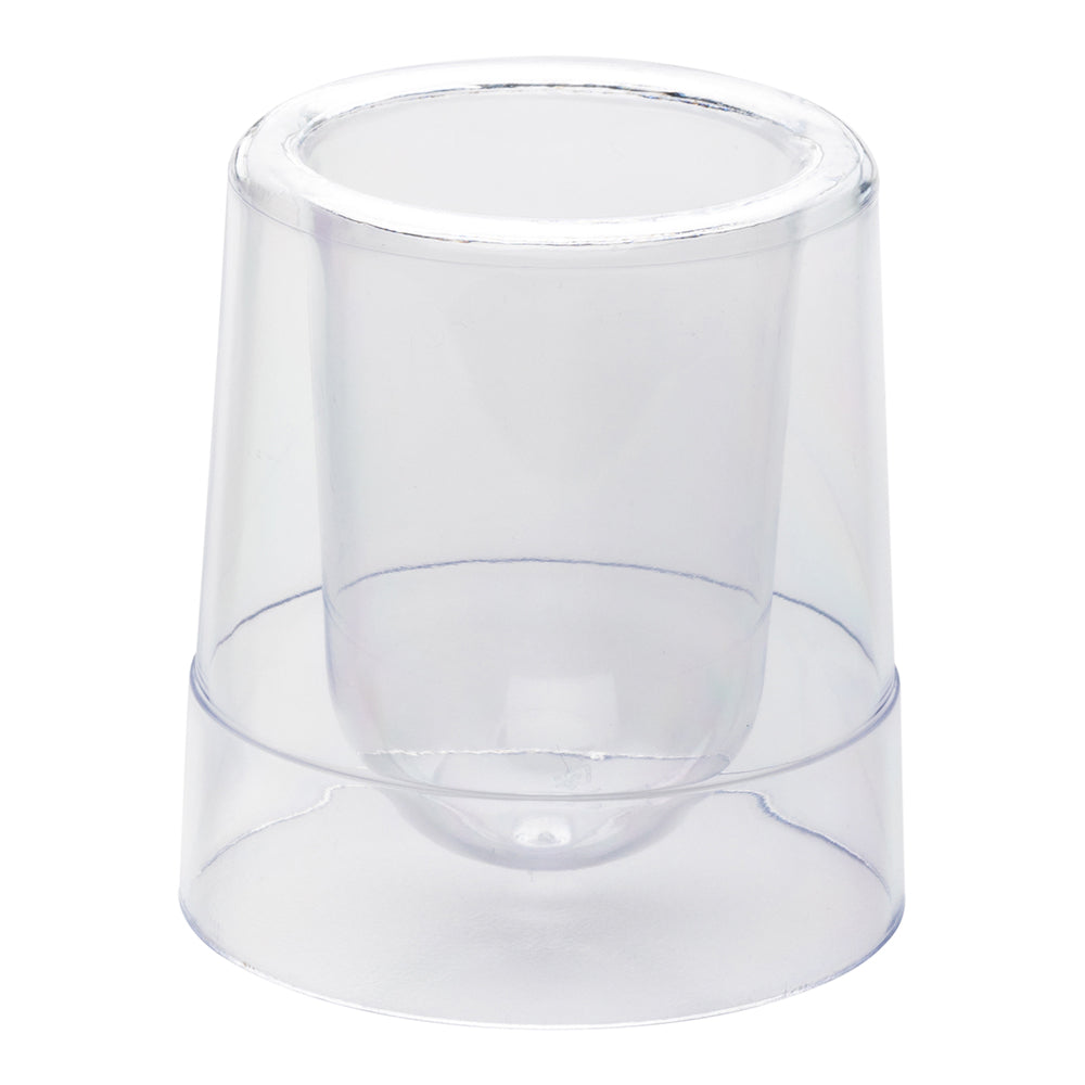 100 2 oz Round Clear Plastic Double Walled Cups and 100 Silver Plastic 4" Mini Spoons