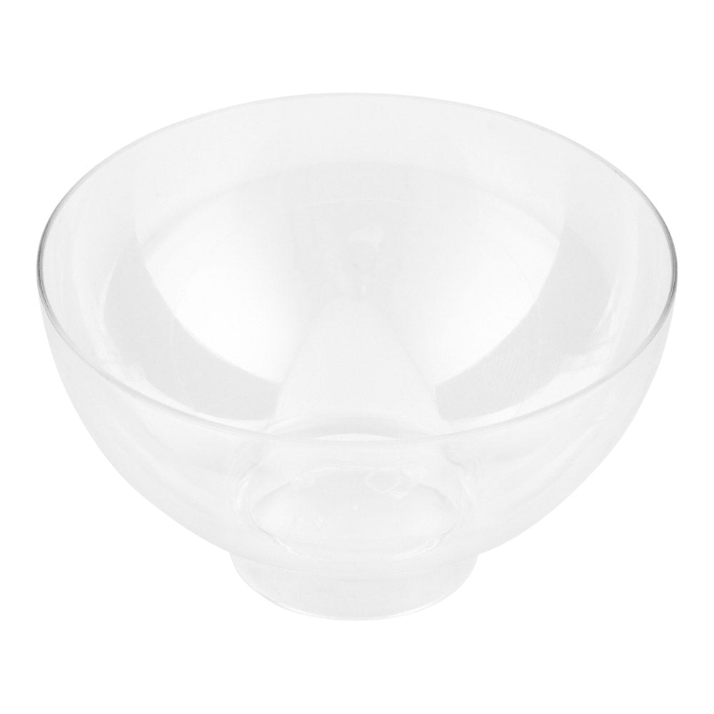 100 2 oz Round Clear Plastic Coppa Bowls and 100 Silver Plastic 4" Mini Spoons