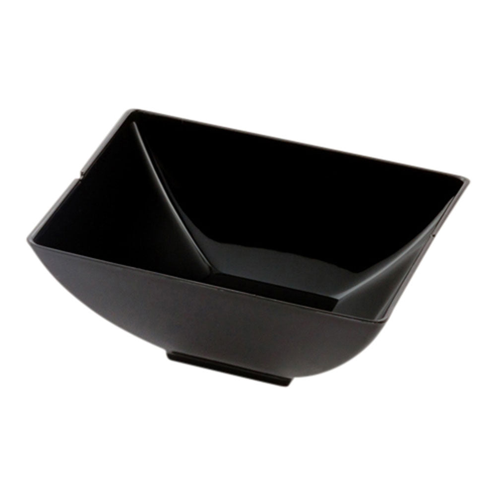 100 3 oz Rectangle Black Plastic Small Architetto Bowls and 100 Silver Plastic 4" Mini Spoons