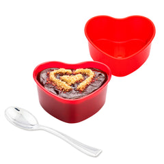 100 5 oz Red Plastic Mini Heart Cups and 100 Silver Plastic 4