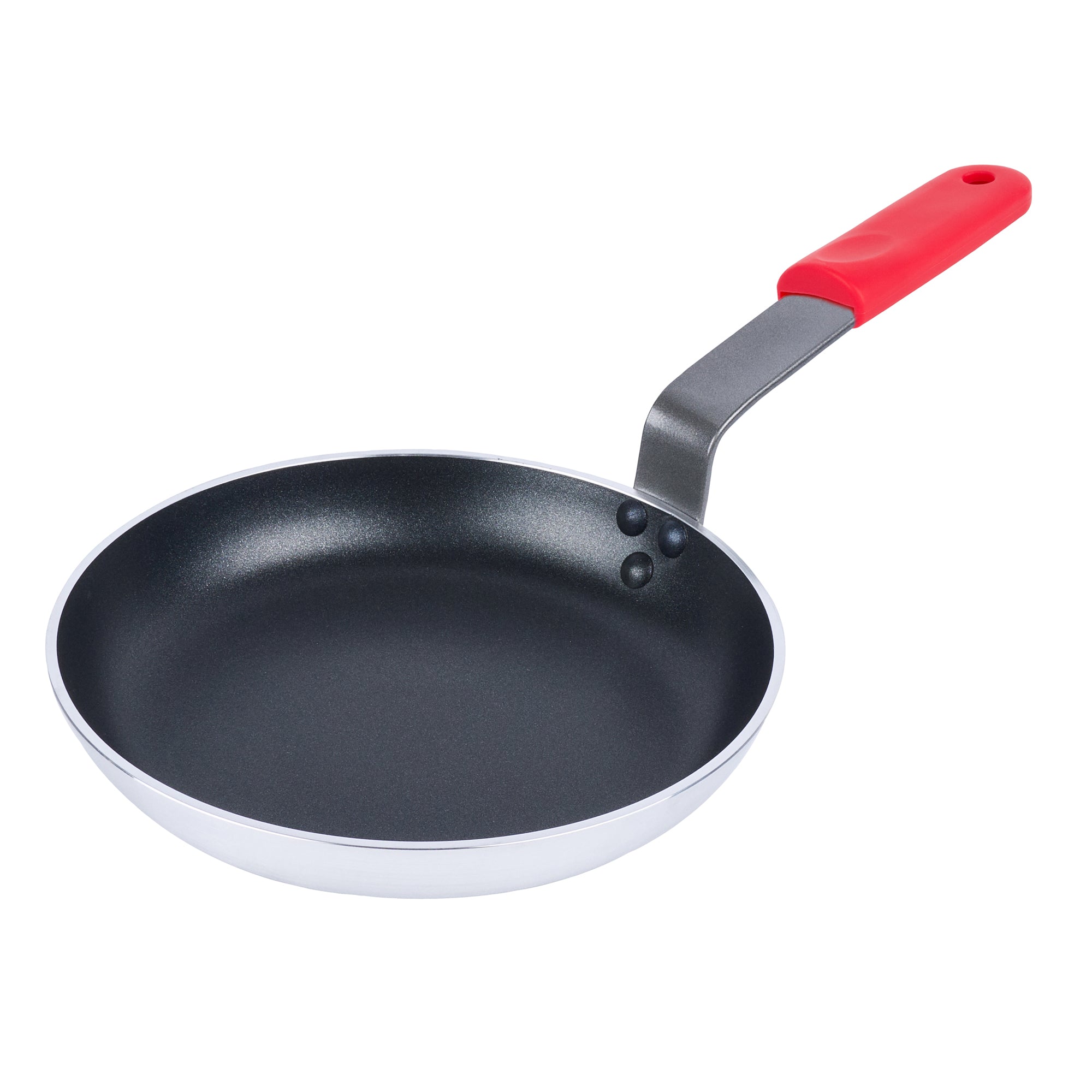 Met Lux 6 Aluminum 9" Induction Ready Fry Pans and 6 Red Silicone Pan Handle Sleeves