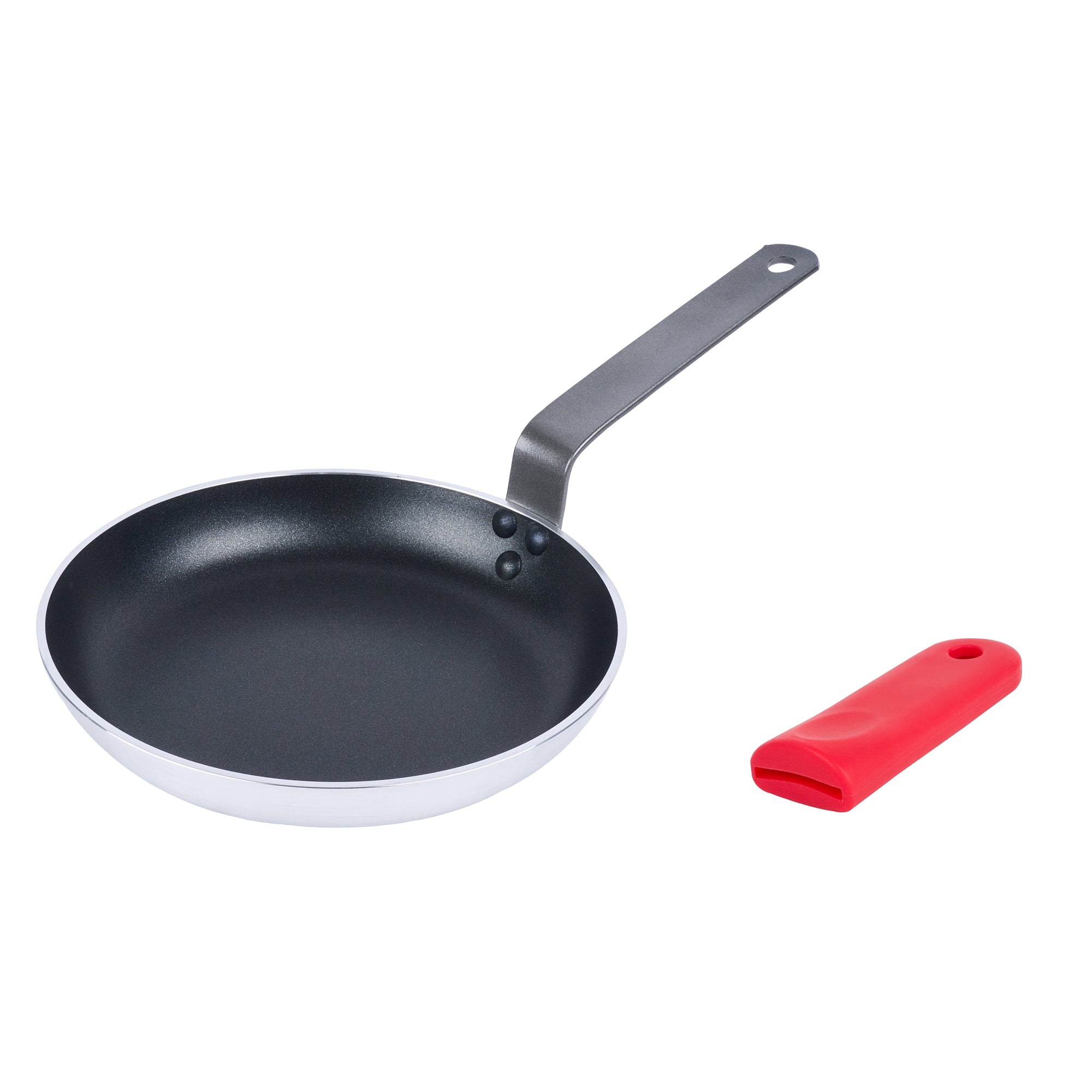 Met Lux 1 Aluminum 9" Induction Ready Fry Pan and 1 Red Silicone Pan Handle Sleeve