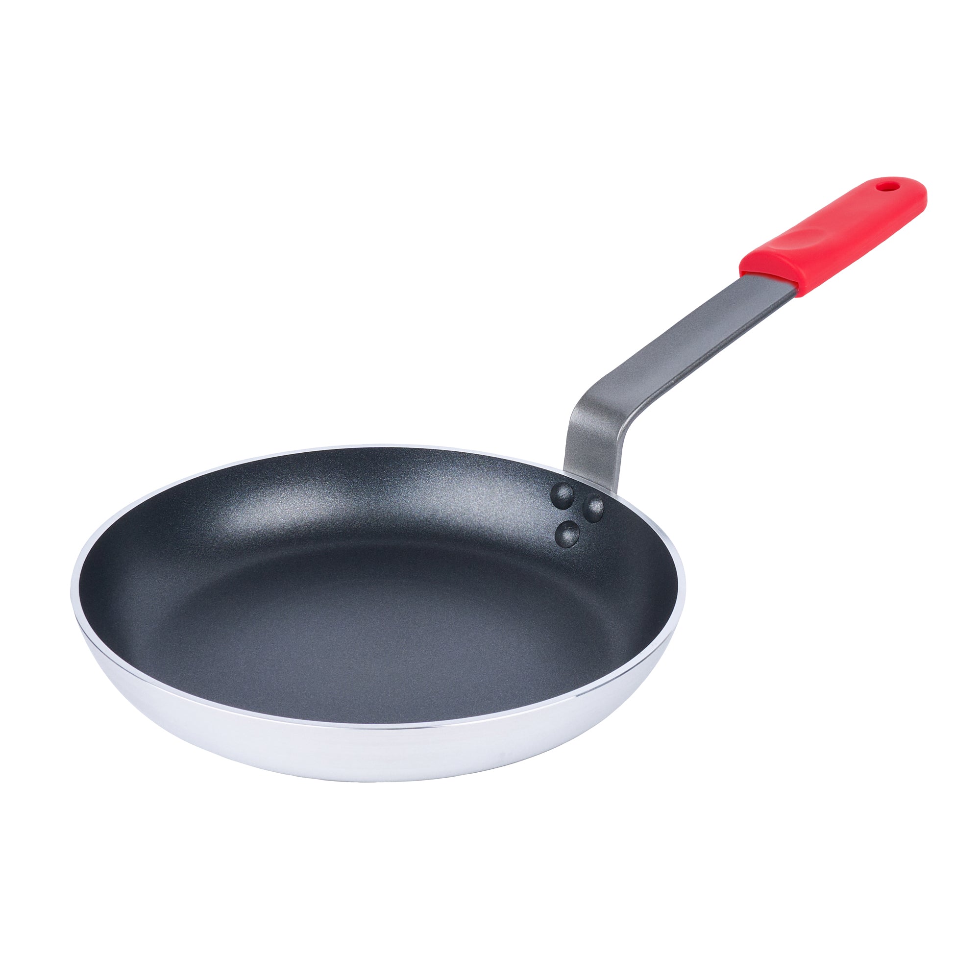 Met Lux 1 Aluminum 10" Induction Ready Fry Pan and 1 Red Silicone Pan Handle Sleeve