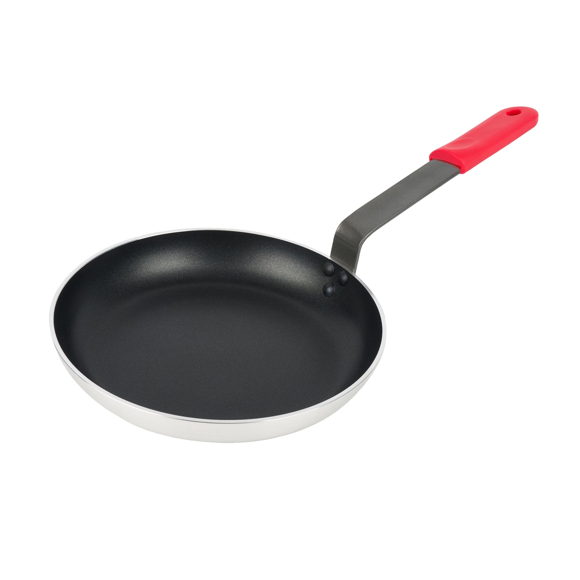 Met Lux 6 Aluminum 11" Induction Ready Fry Pans and 6 Red Silicone Pan Handle Sleeves