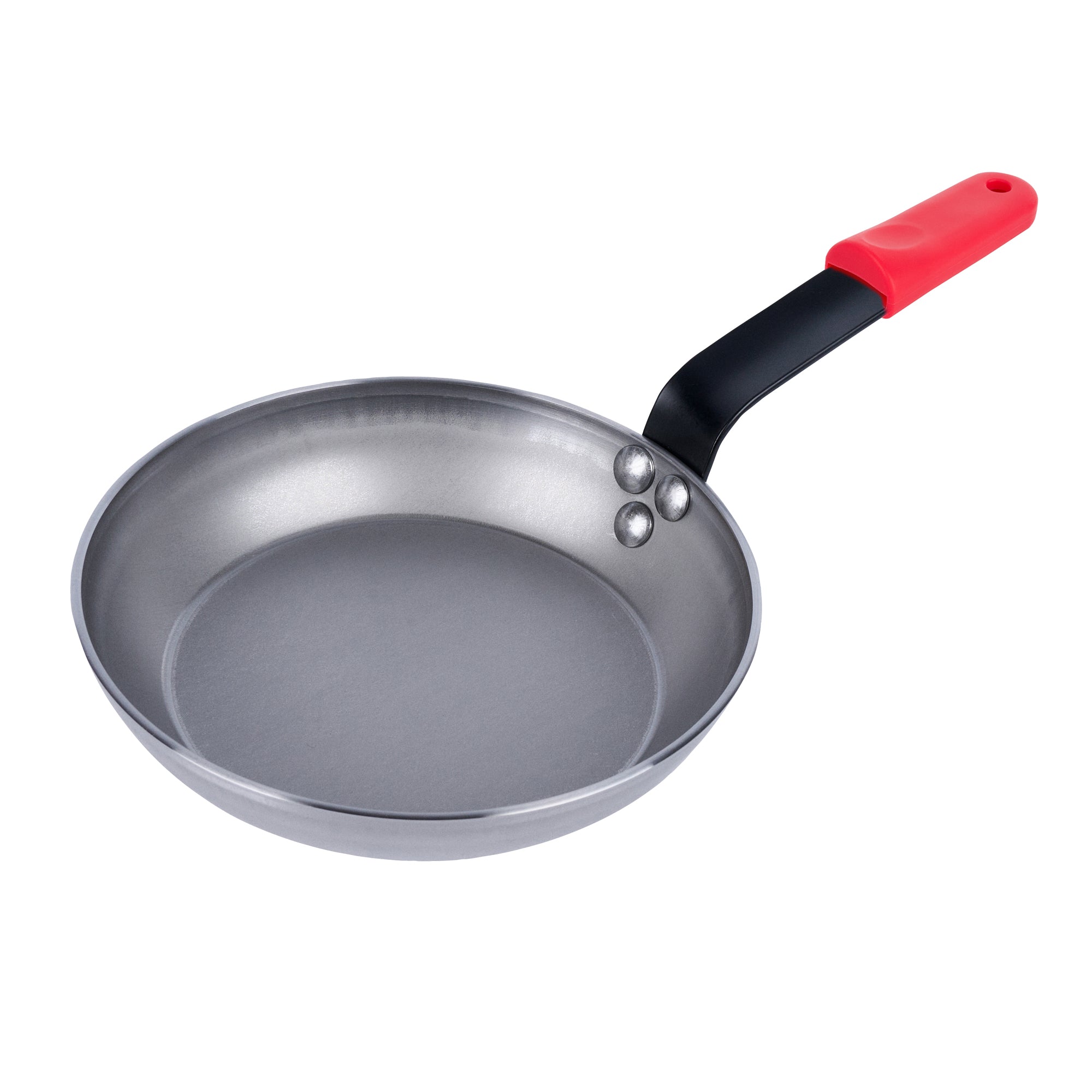 Met Lux 6 Carbon Steel 8" Non-Stick Fry Pans and 6 Red Silicone Pan Handle Sleeves