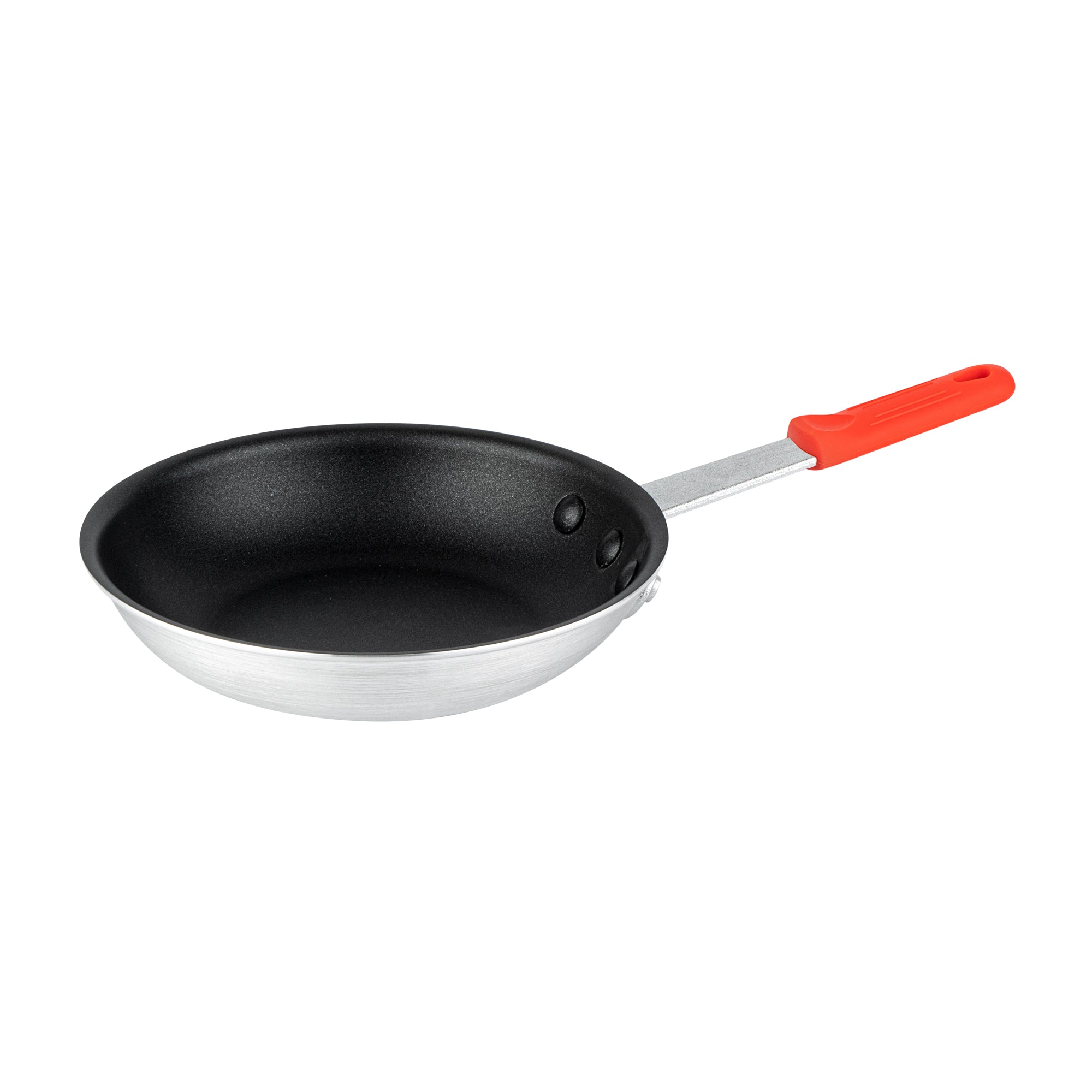 Met Lux 6 Aluminum 8" Non-Stick Fry Pans and 6 Red Silicone Pan Handle Sleeves