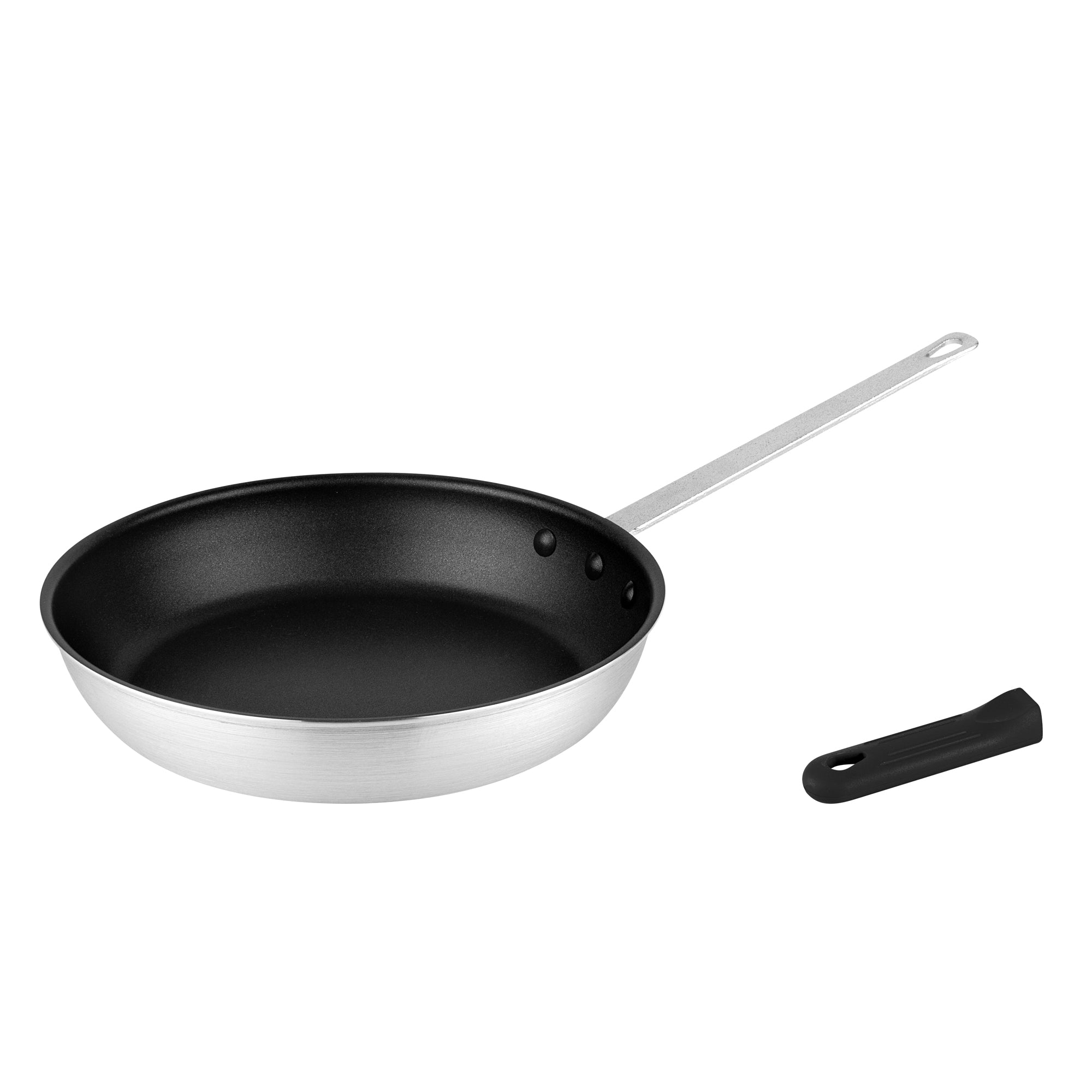 Met Lux 1 Aluminum 12" Non-Stick Fry Pan and 1 Black Silicone Pan Handle Sleeve