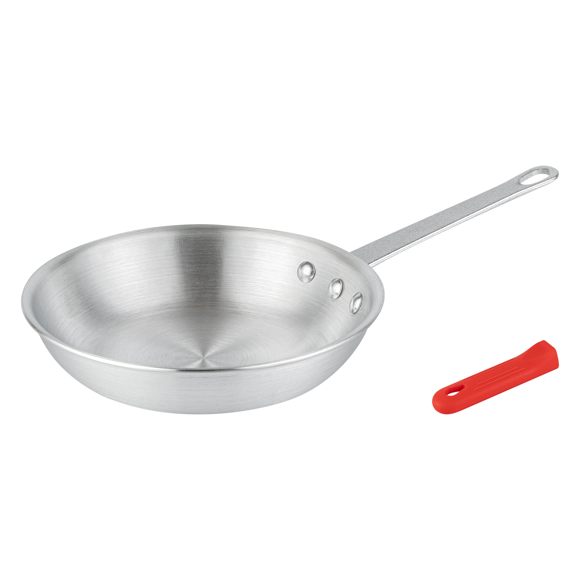 Met Lux 1 Aluminum 9" Fry Pan and 1 Red Silicone Pan Handle Sleeve