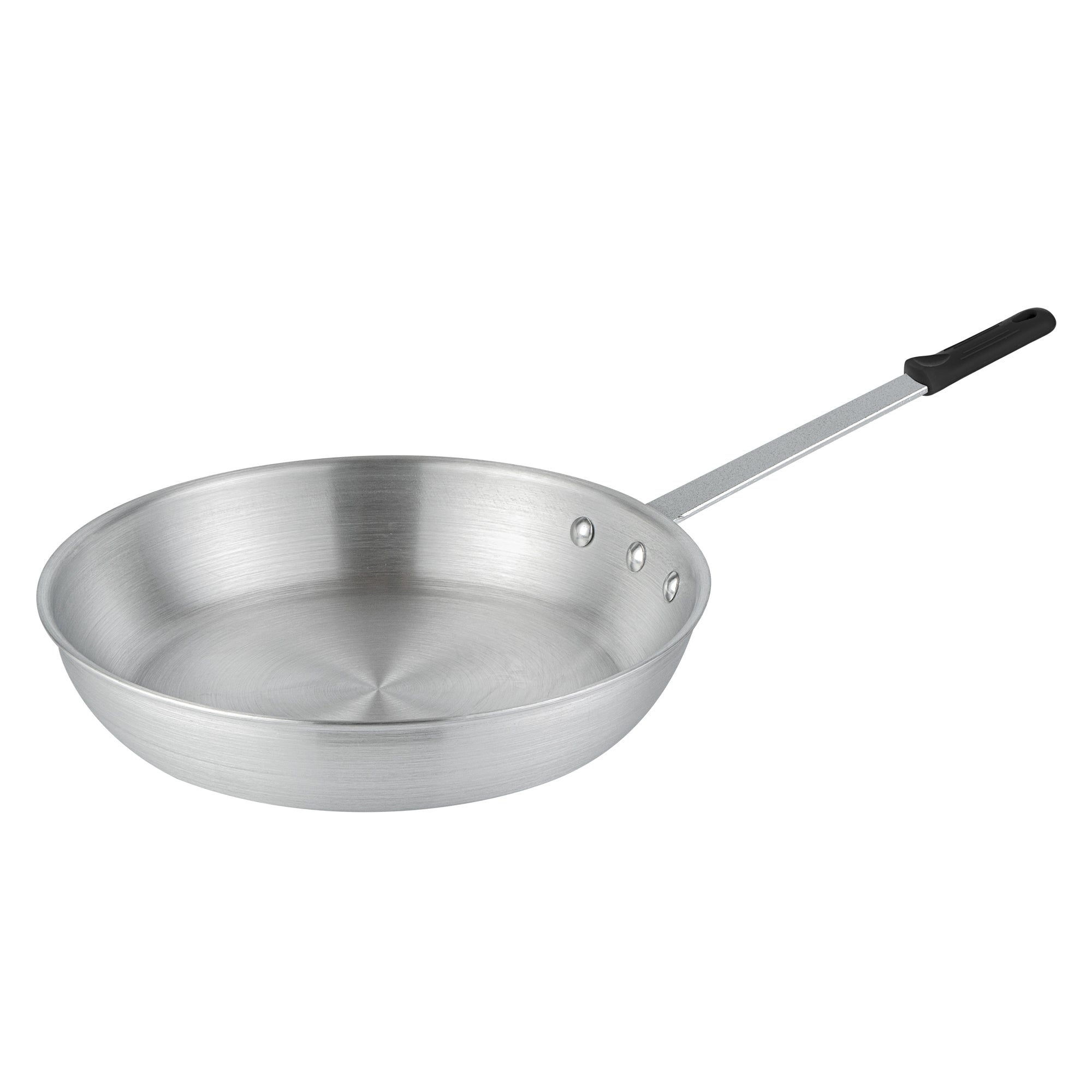 Met Lux 6 Aluminum 12" Fry Pans and 6 Black Silicone Pan Handle Sleeves