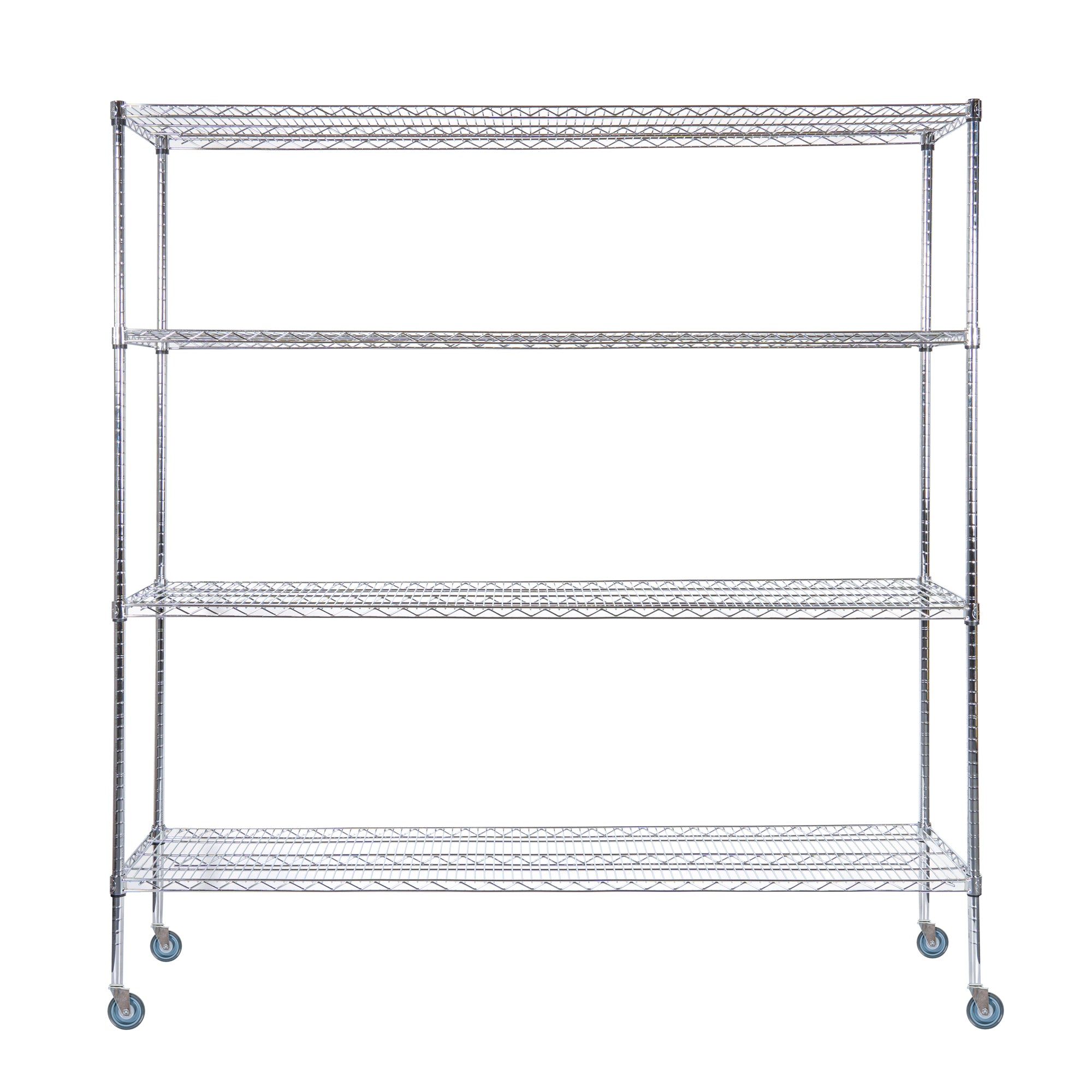 RW Base 4-Tier NSF Chrome Shelving Unit - and 18" x 72" Shelves, 74" Posts and Casters