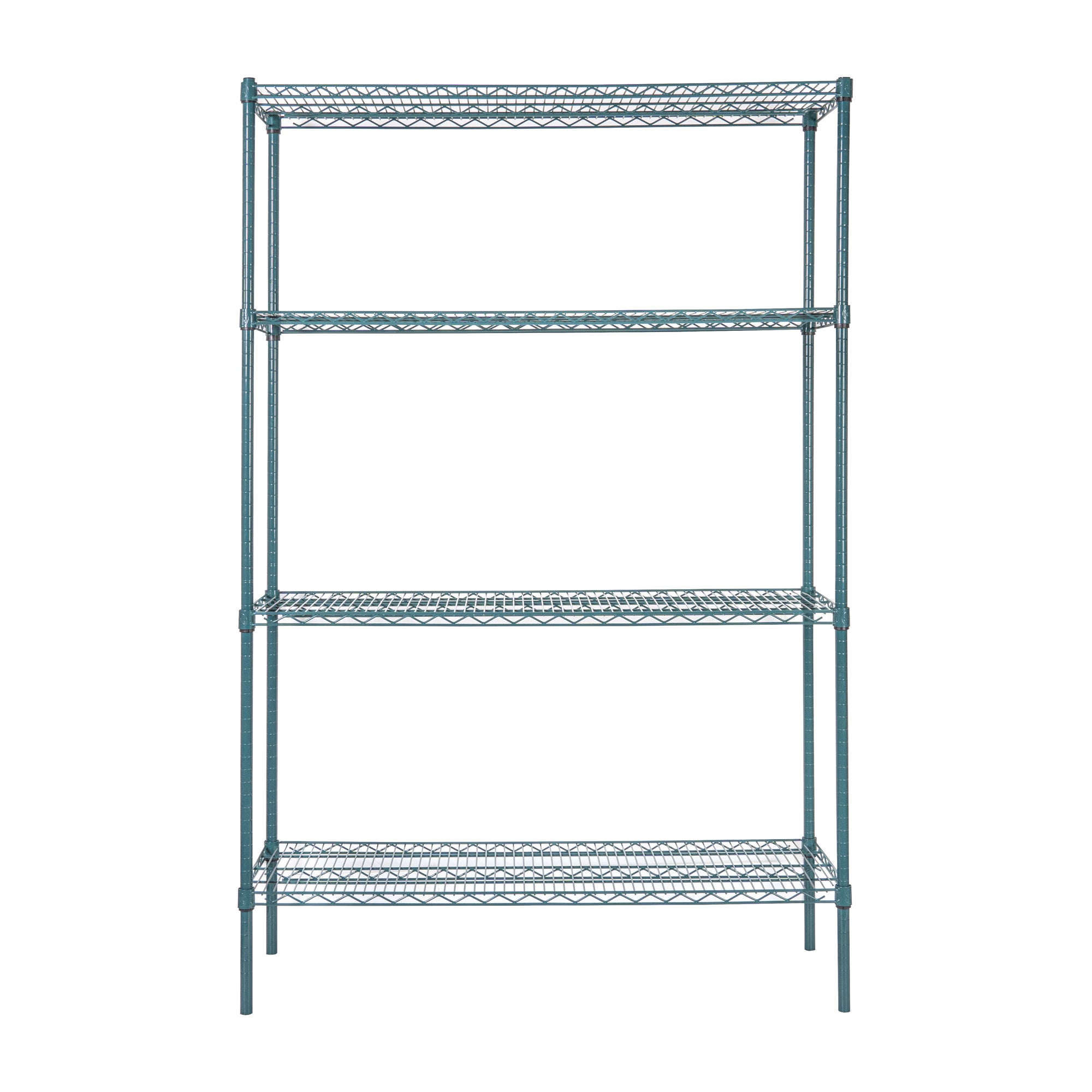 RW Base 4-Tier NSF Green Epoxy Shelving Unit - and 18" x 48" Shelves and 74" Posts