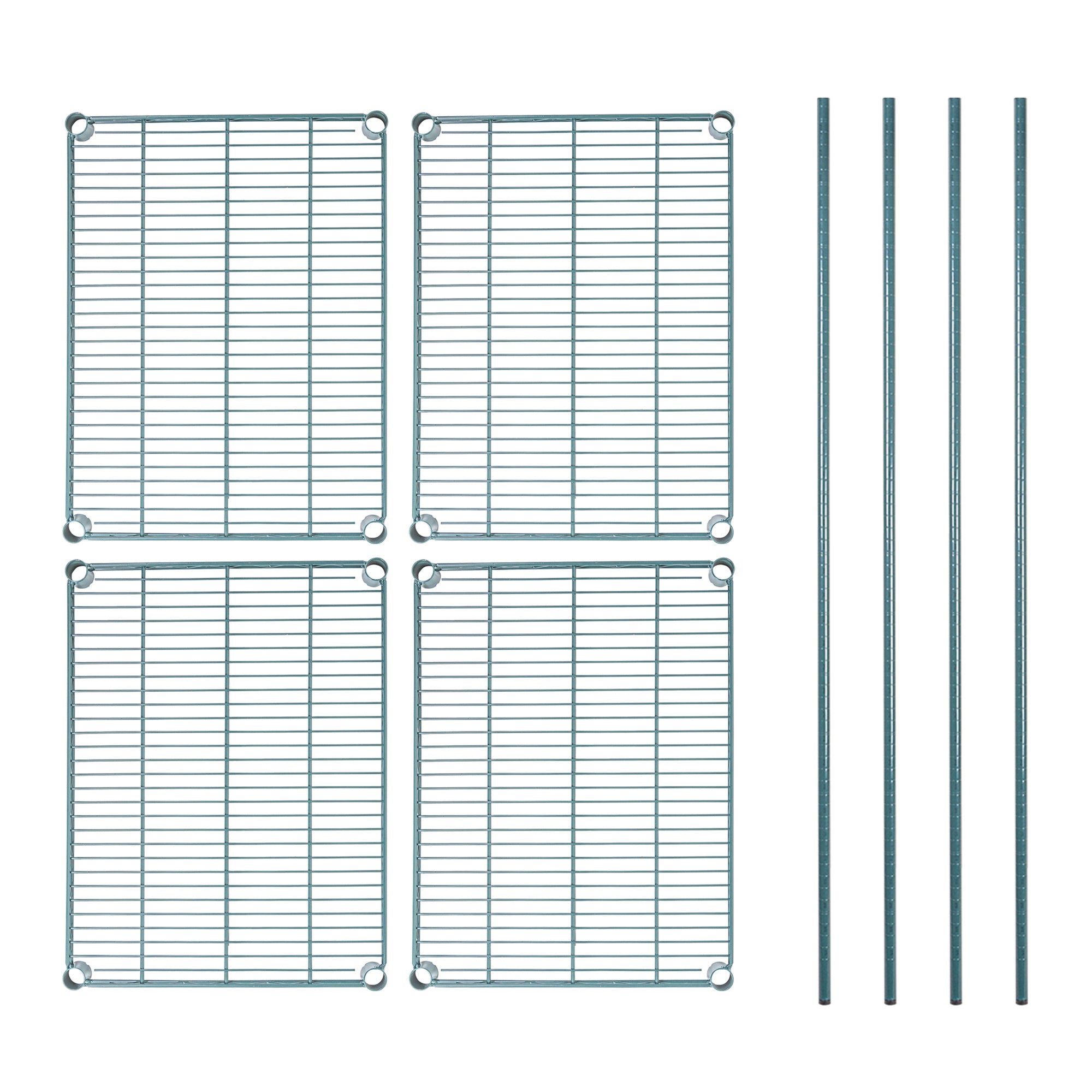 RW Base 4-Tier NSF Green Epoxy Shelving Unit - and 18" x 24" Shelves and 74" Posts