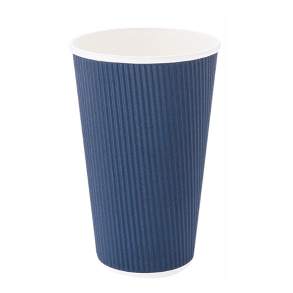 16 oz Midnight Blue Paper Coffee Cup - Ripple Wall - 3 1/2" x 3 1/2" x 5 1/2" - 500 count box