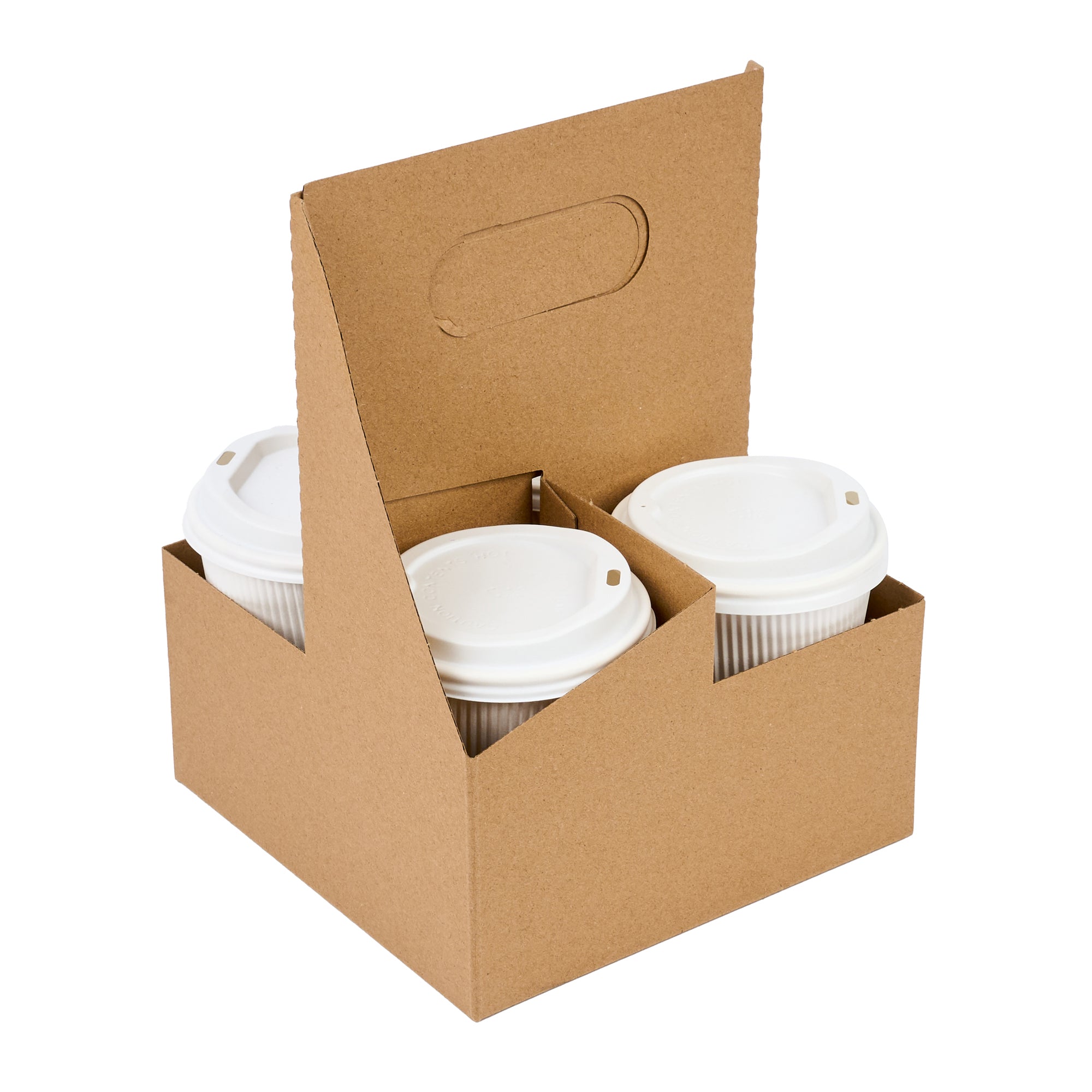 Kraft Paper Altalena Drink Carrier - Fits 4 Cups - 7 1/4" x 7 1/4" x 9 1/4" - 100 count box