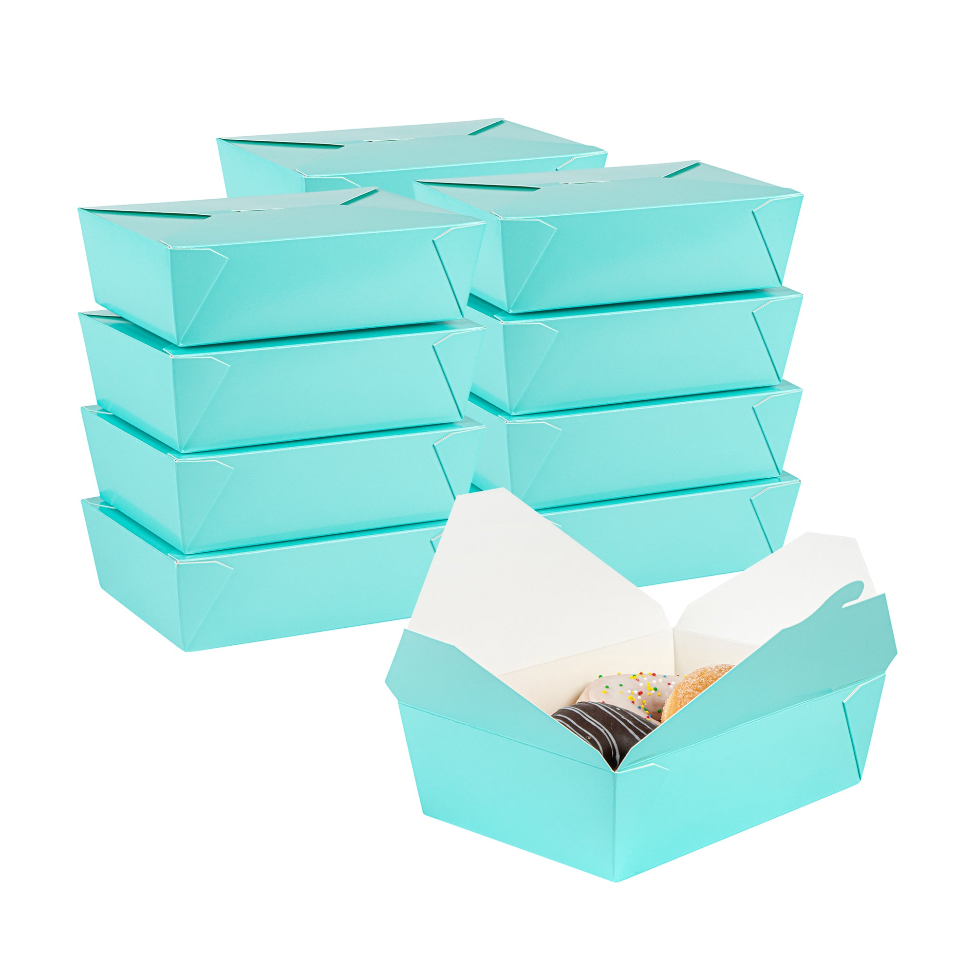 Bio Tek 71 oz Rectangle Turquoise Paper #3 Bio Box Take Out Container - 8 1/2" x 6 1/4" x 2 1/2" - 200 count box