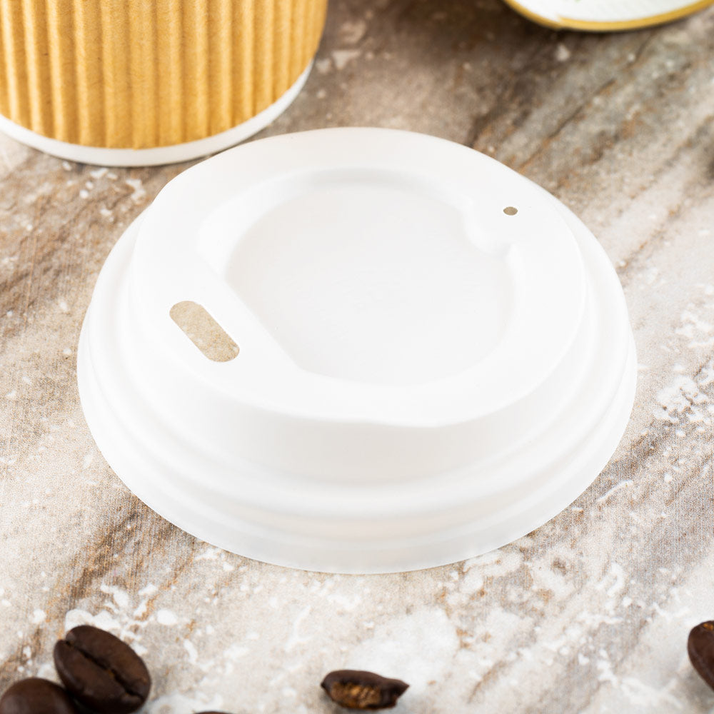 PLA Compostable Plastic Coffee Cup Lids - White - Fits 4 oz ...