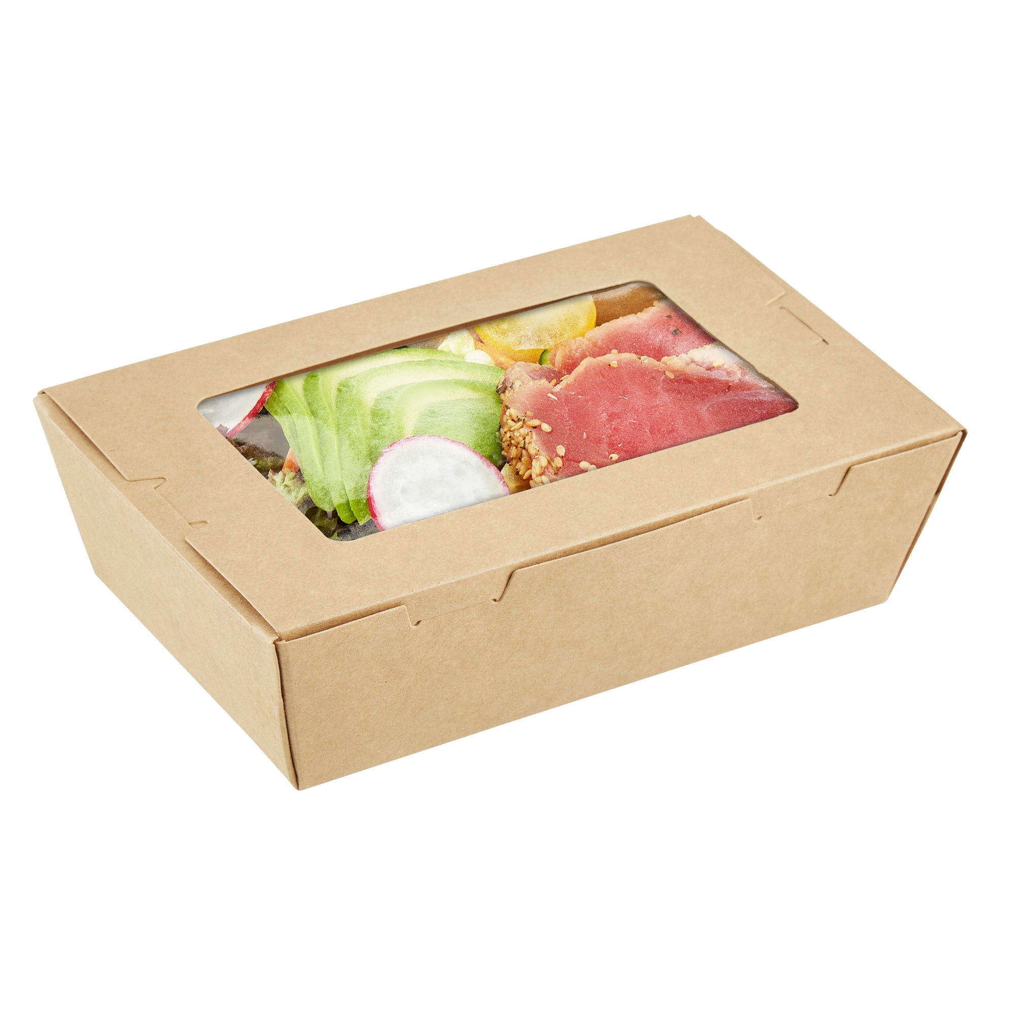 Cafe Vision 21 oz Kraft Paper Small Take Out Container - Hinge Lock - 6 1/4'' x 4'' x 1 3/4'' - 200 count box