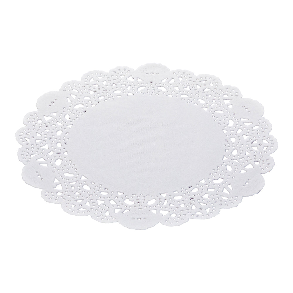 Pastry Tek Round White Paper Doilies - Lace - 6" x 6" - 4000 count box