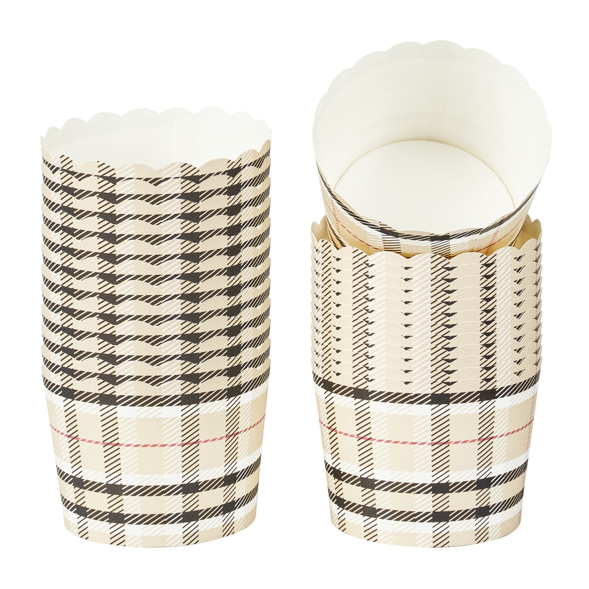 Panificio 3 oz Round Plaid Paper Mini Baking Cup - Scalloped - 2 1/2" x 2 1/2" x 1 3/4" - 200 count box