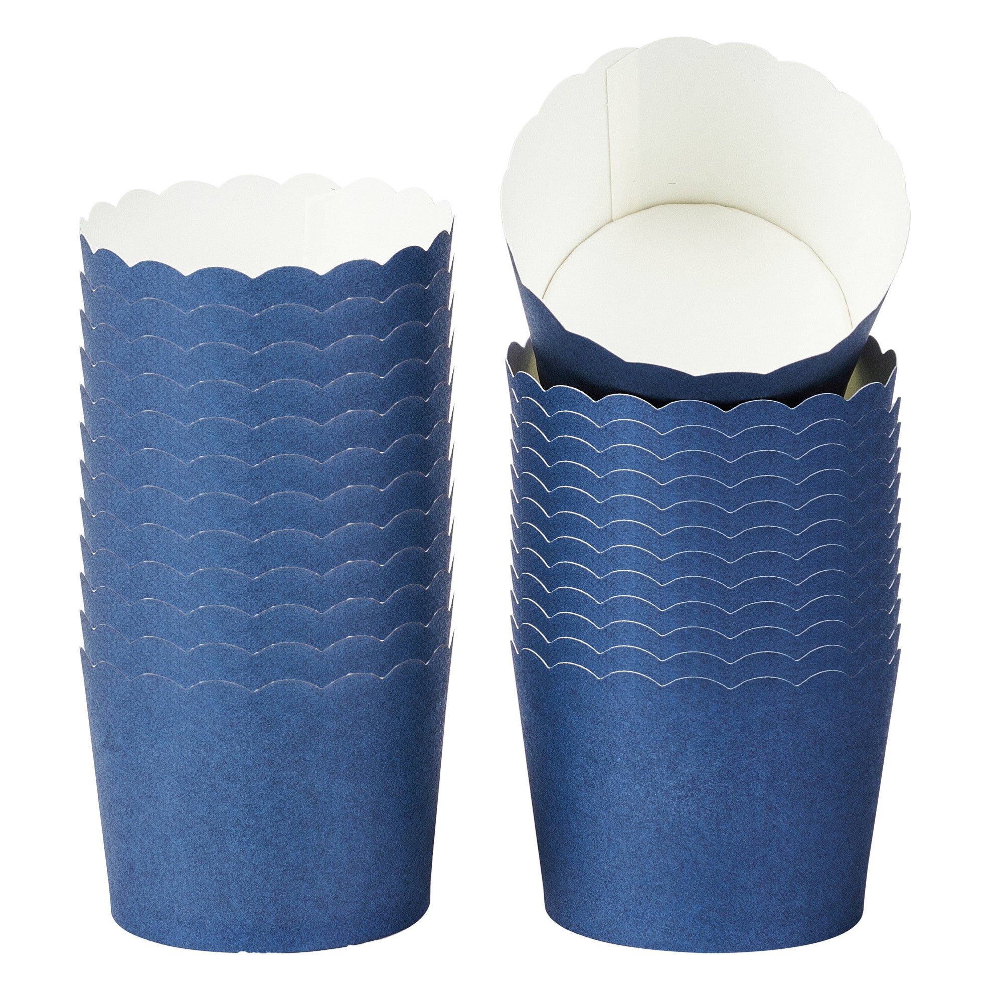 Panificio 3 oz Round Midnight Blue Paper Mini Baking Cup - Scalloped - 2 1/2" x 2 1/2" x 1 3/4" - 200 count box