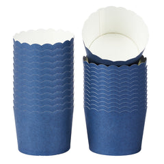 Panificio 3 oz Round Midnight Blue Paper Mini Baking Cup - Scalloped - 2 1/2