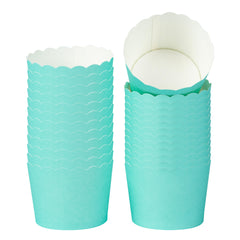 Panificio 3 oz Round Turquoise Paper Mini Baking Cup - Scalloped - 2 1/2