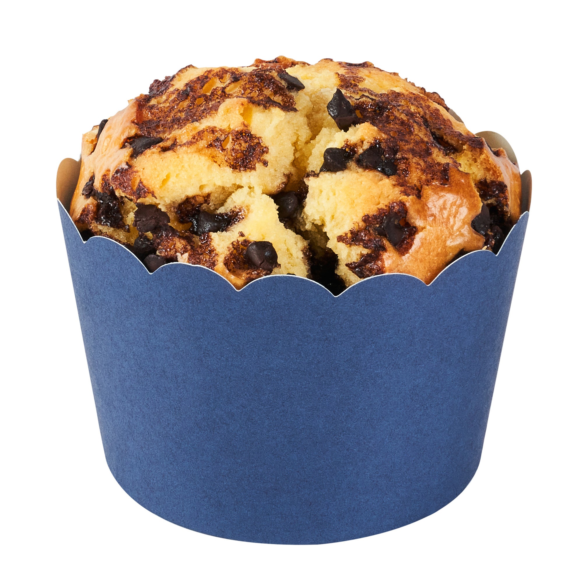 Panificio 10 oz Round Midnight Blue Paper Jumbo Baking Cup - Scalloped - 3 1/2" x 3 1/2" x 2 1/2" - 200 count box