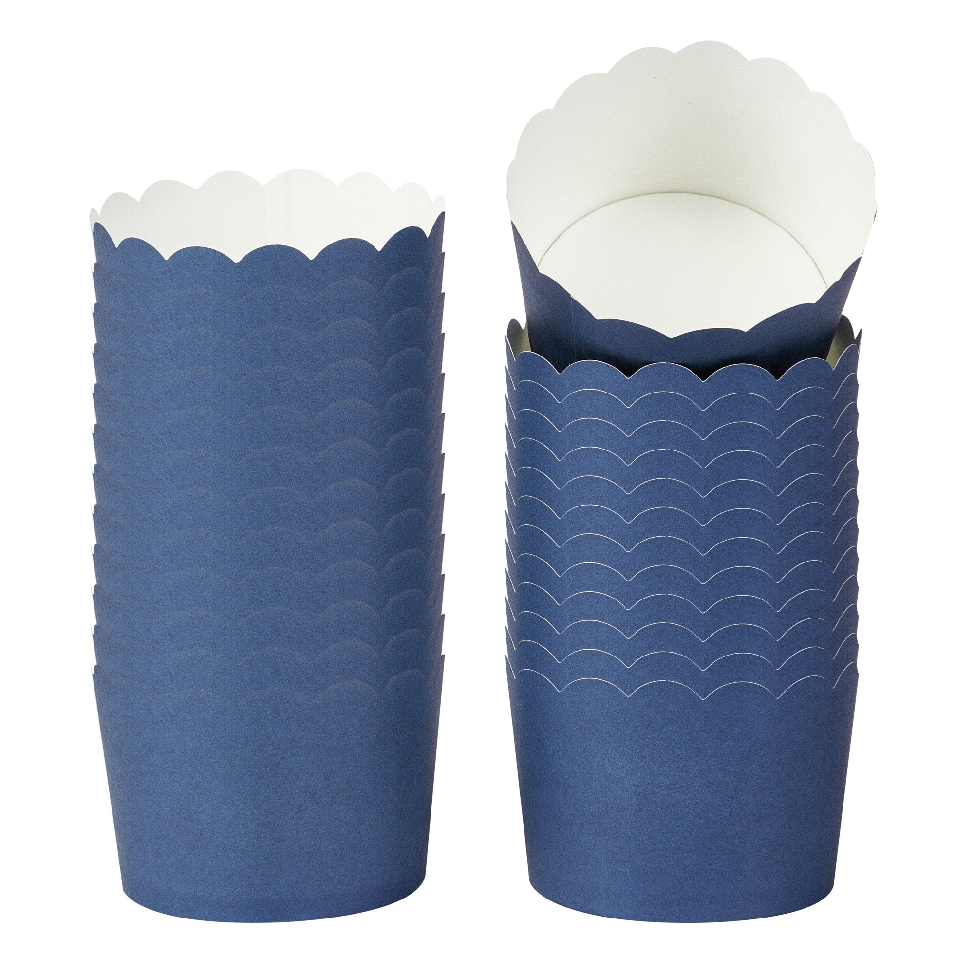 Panificio 10 oz Round Midnight Blue Paper Jumbo Baking Cup - Scalloped - 3 1/2" x 3 1/2" x 2 1/2" - 200 count box