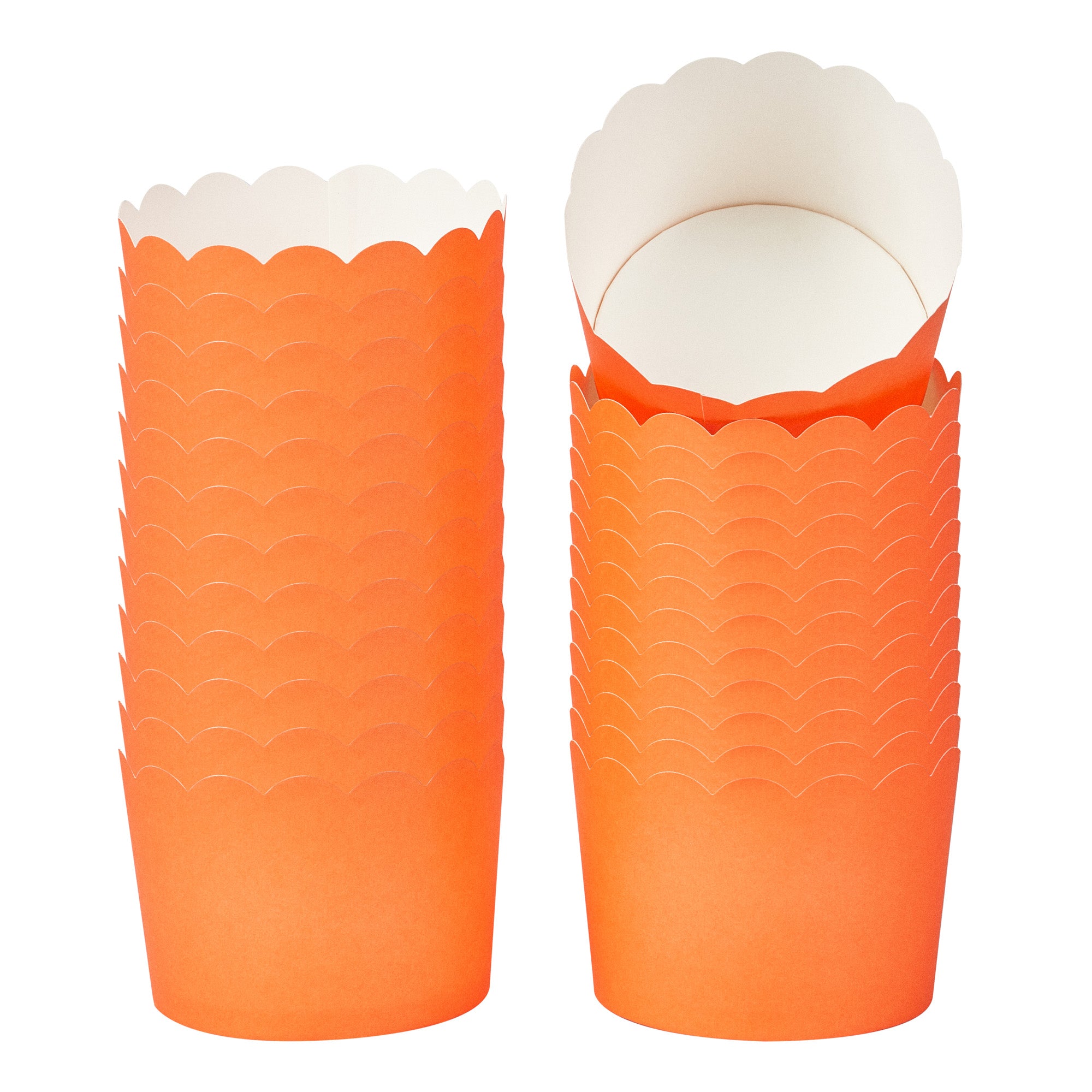 Panificio 10 oz Round Tangerine Paper Jumbo Baking Cup - Scalloped - 3 1/2" x 3 1/2" x 2 1/2" - 200 count box