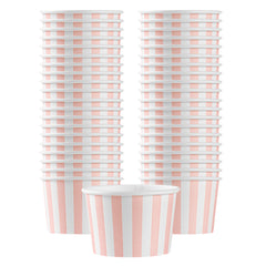 Coppetta 4 oz Round Pink and White Stripe Paper To Go Cup - 3