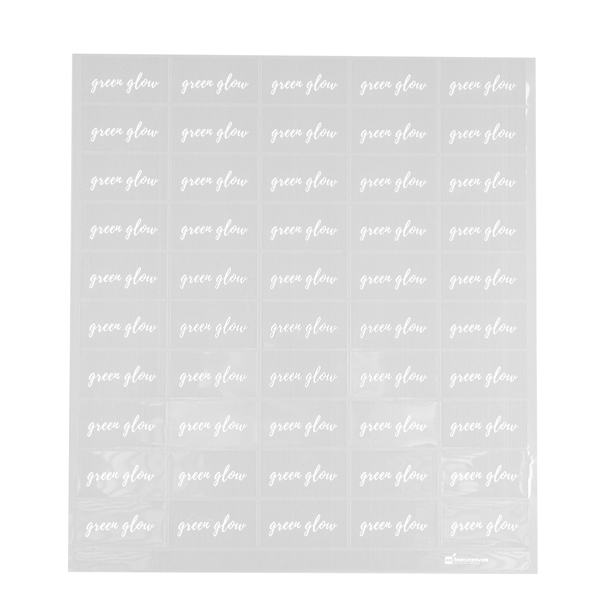 Label Tek Plastic Green Glow Label - Clear with White Font, Water-Resistant - 2" x 1" - 100 count box