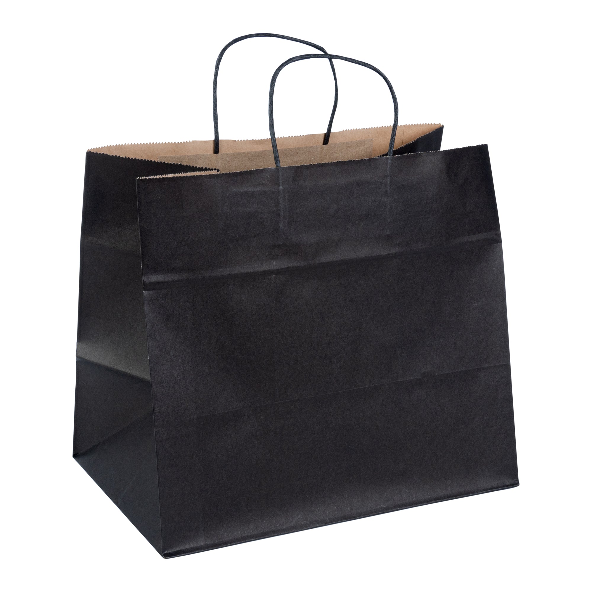 Saving Nature Black Paper Retail Bag - with Handles - 12 1/2" x 8 1/4" x 11 1/4" - 100 count box