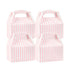 Bio Tek Pink & White Stripe Paper Gable Box / Lunch Box - Compostable - 6" x 3 1/2" x 3 1/2" - 100 count box