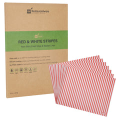 RW Base No PFAS Added Red and White Stripe Paper Food Wrap and Basket Liner - Greaseproof - 15