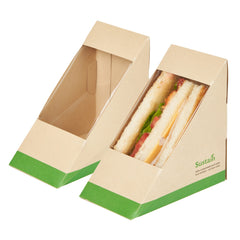 Sustain Bamboo Paper Medium Sandwich Box - with PLA Lining and Window, Compostable - 4 3/4