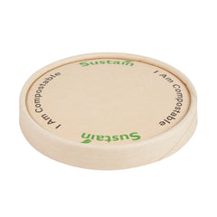 Sustain Round Bamboo Paper To Go Cup Lid - with PLA Lining, Fits 12 oz - 200 count box